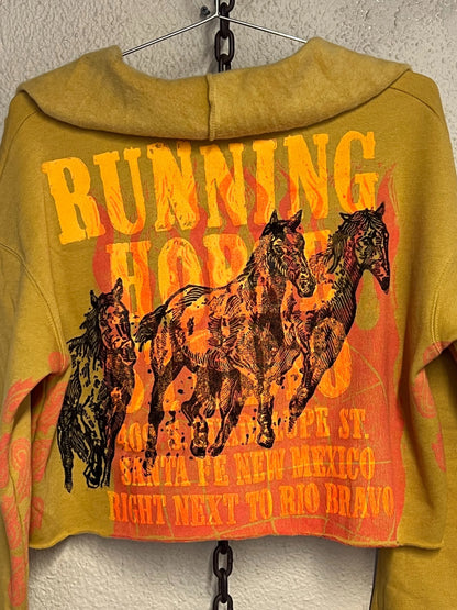 Flame Horse Cropped Fleece Pullover