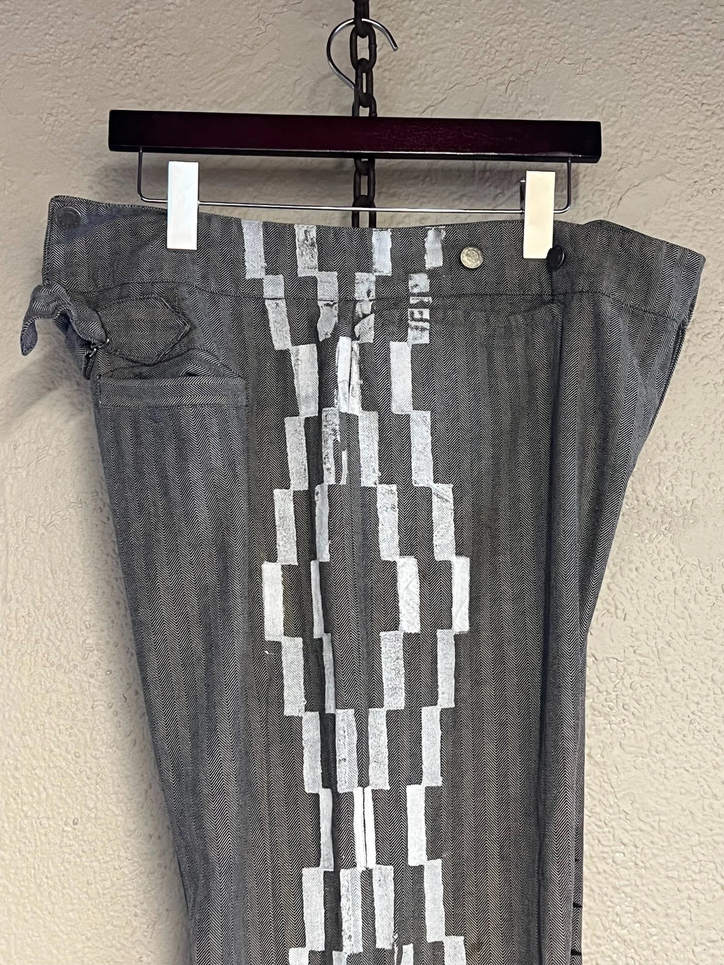 Black Grey White Western Pants