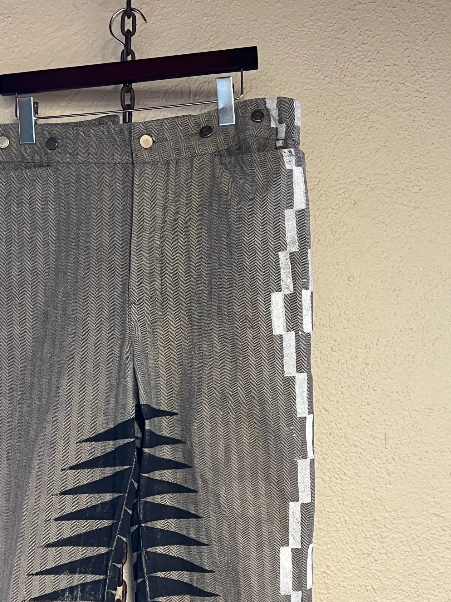 Black Grey White Western Pants