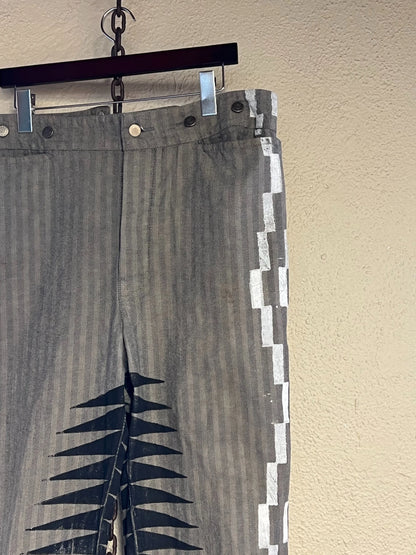 Black Grey White Western Pants