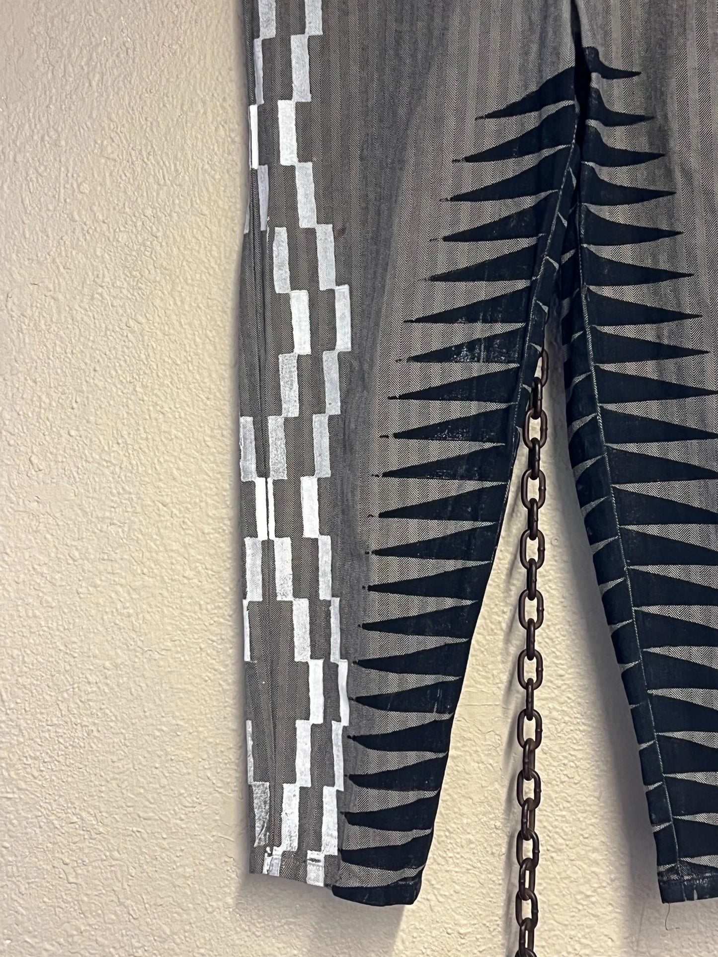 Black Grey White Western Pants