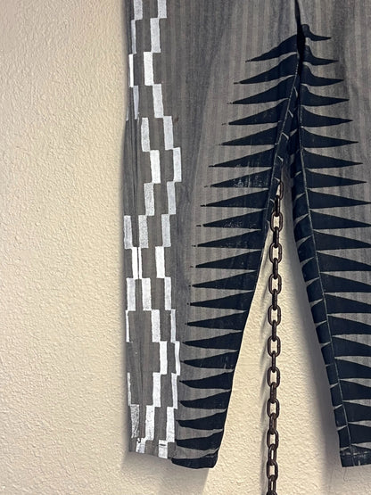 Black Grey White Western Pants