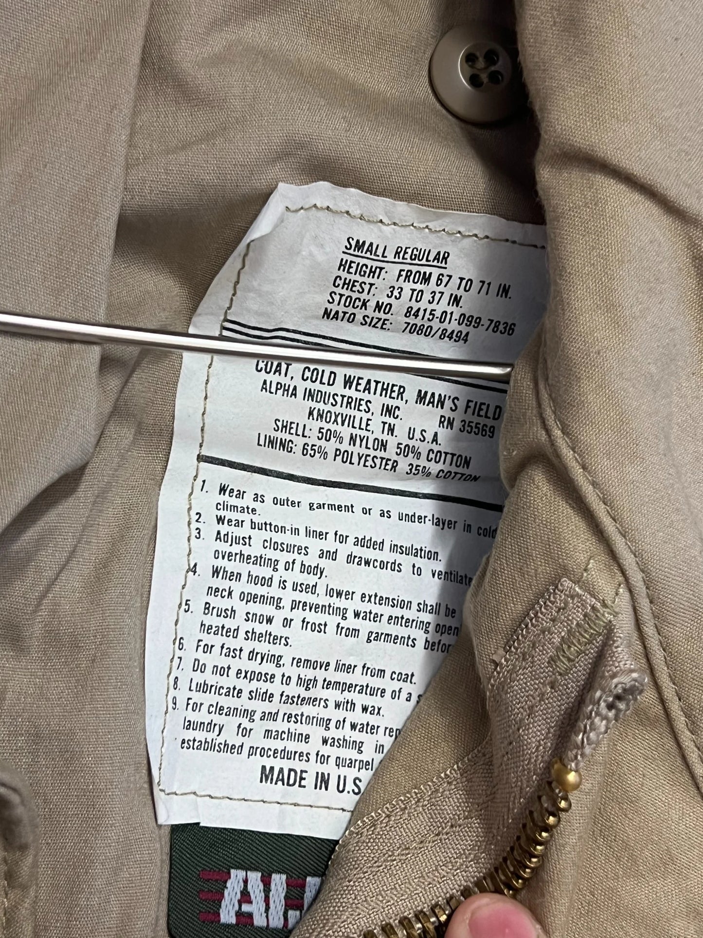 Support Tan US Made Military Jacket