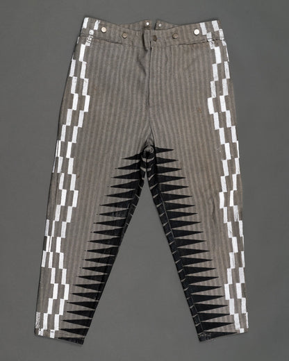 Black Grey White Western Pants
