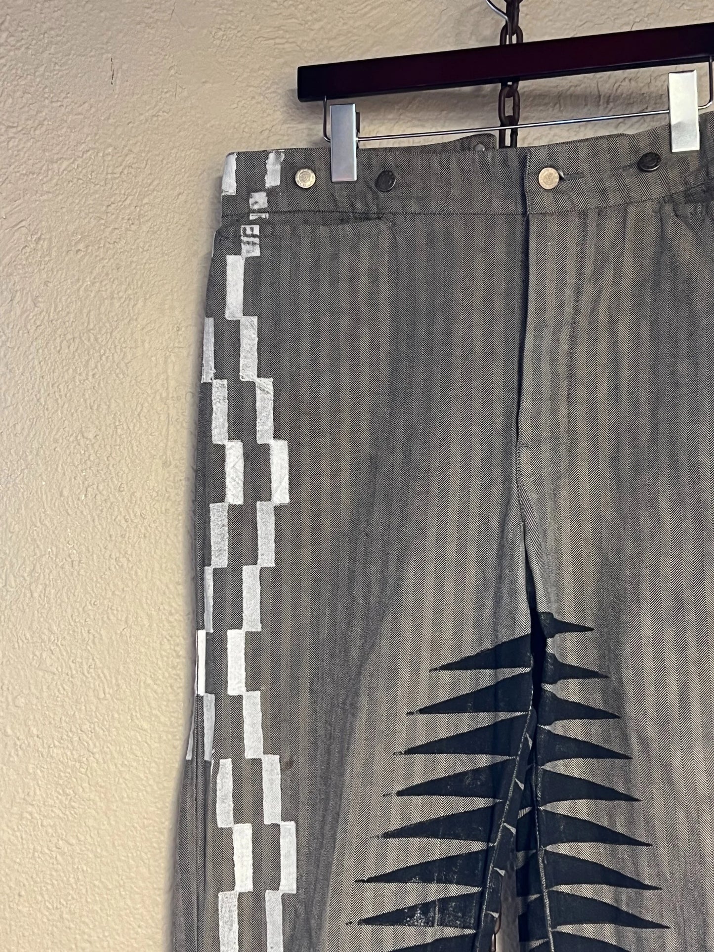 Black Grey White Western Pants