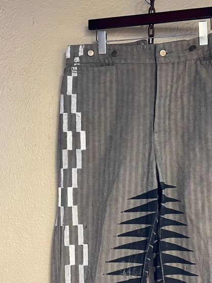 Black Grey White Western Pants