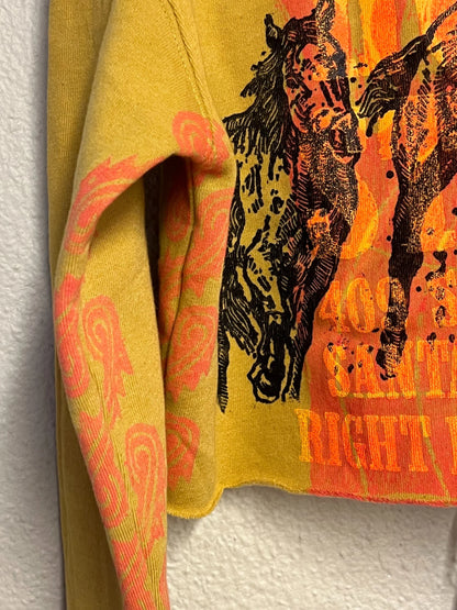 Flame Horse Cropped Fleece Pullover