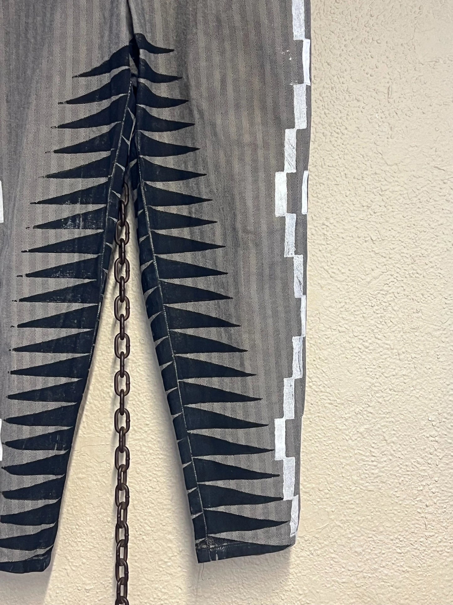 Black Grey White Western Pants