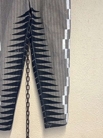 Black Grey White Western Pants