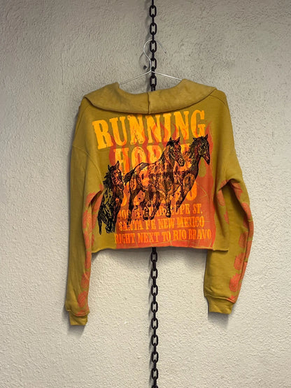 Flame Horse Cropped Fleece Pullover