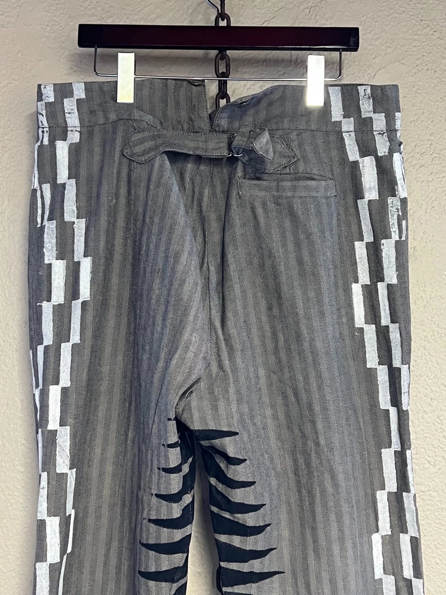 Black Grey White Western Pants
