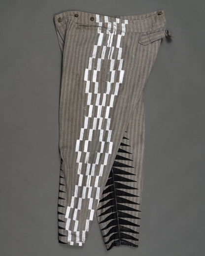 Black Grey White Western Pants