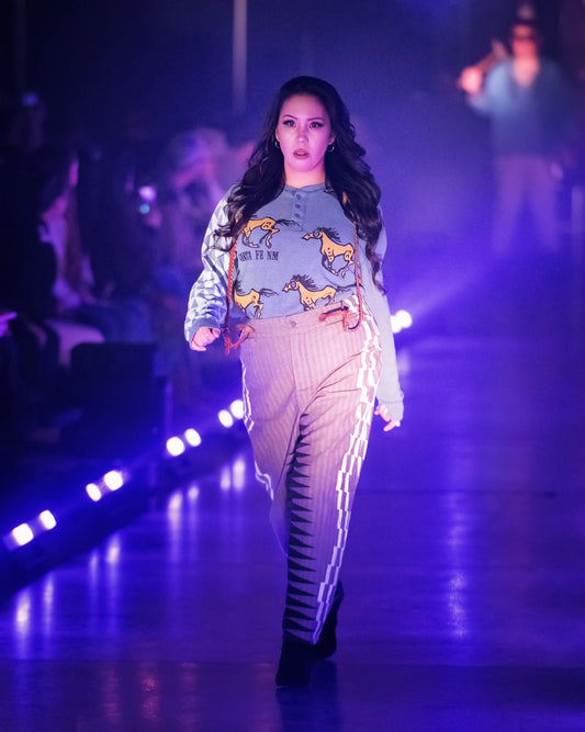 Black Grey White Western Pants