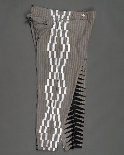 Black Grey White Western Pants