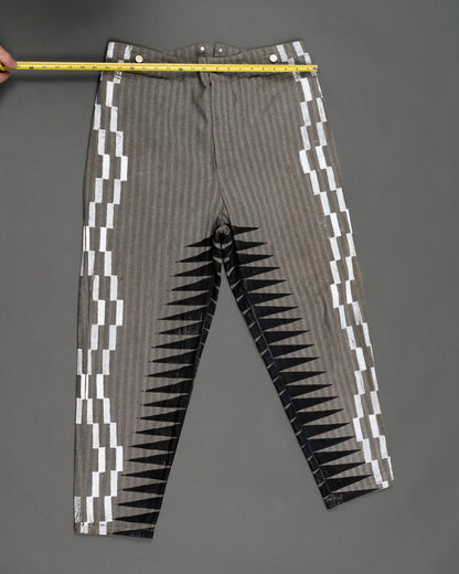 Black Grey White Western Pants
