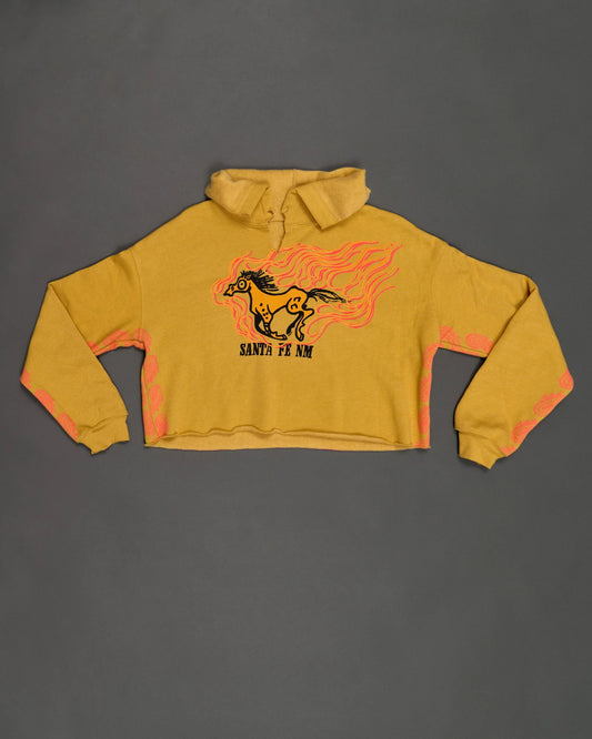 Flame Horse Cropped Fleece Pullover