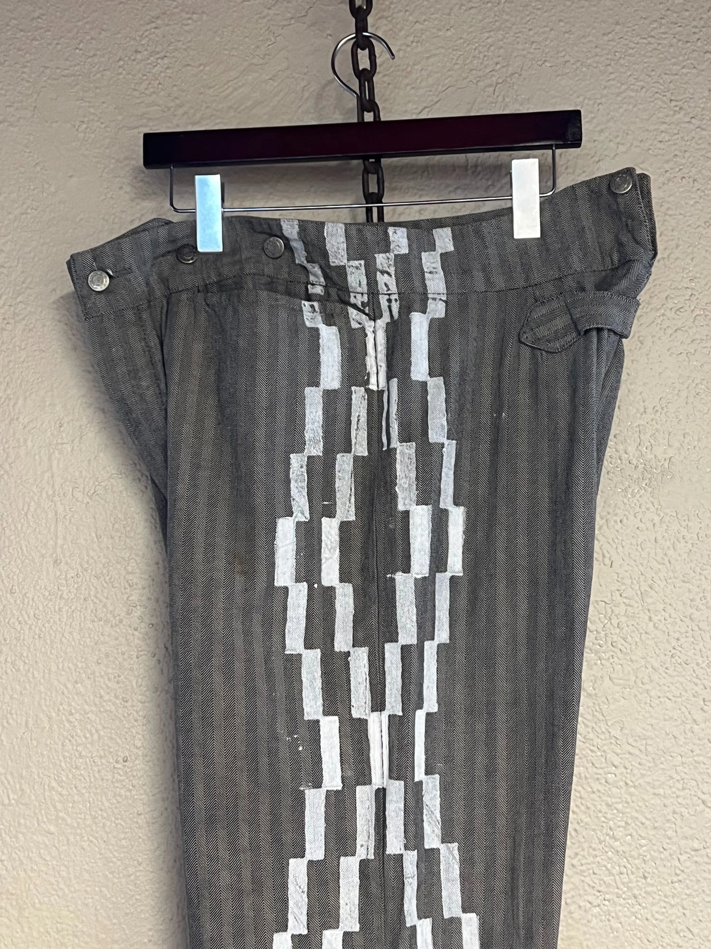 Black Grey White Western Pants