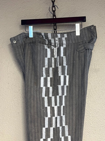 Black Grey White Western Pants